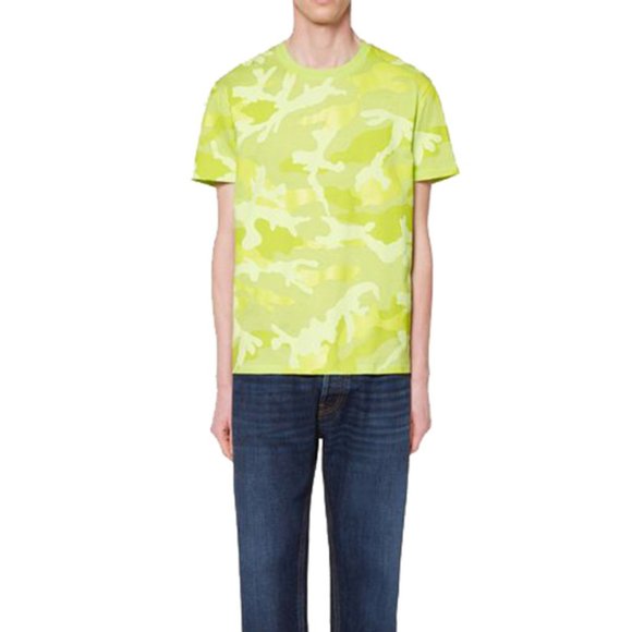 Valentino Green Cotton Camouflage Crew Neck T Shirt Size Small